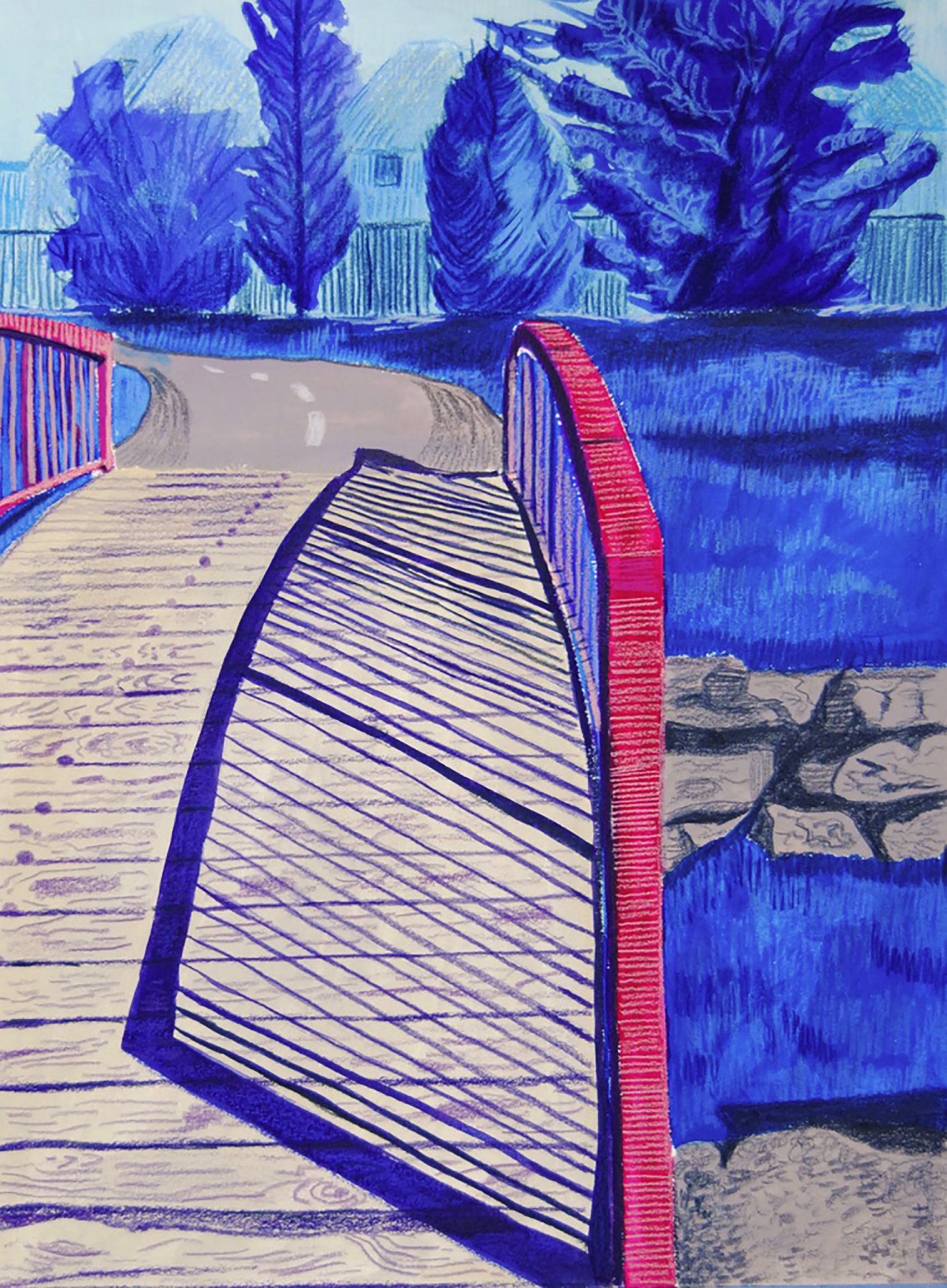If Nothing Else (Walking), 2021, gouache, acrylic, flashe and colouring pencil on Arches, 12" x 16"
